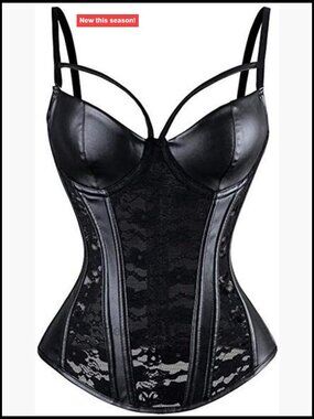 Steampunk Gothic Corset Bustier Faux Leather Bra Lingerie Plus Size